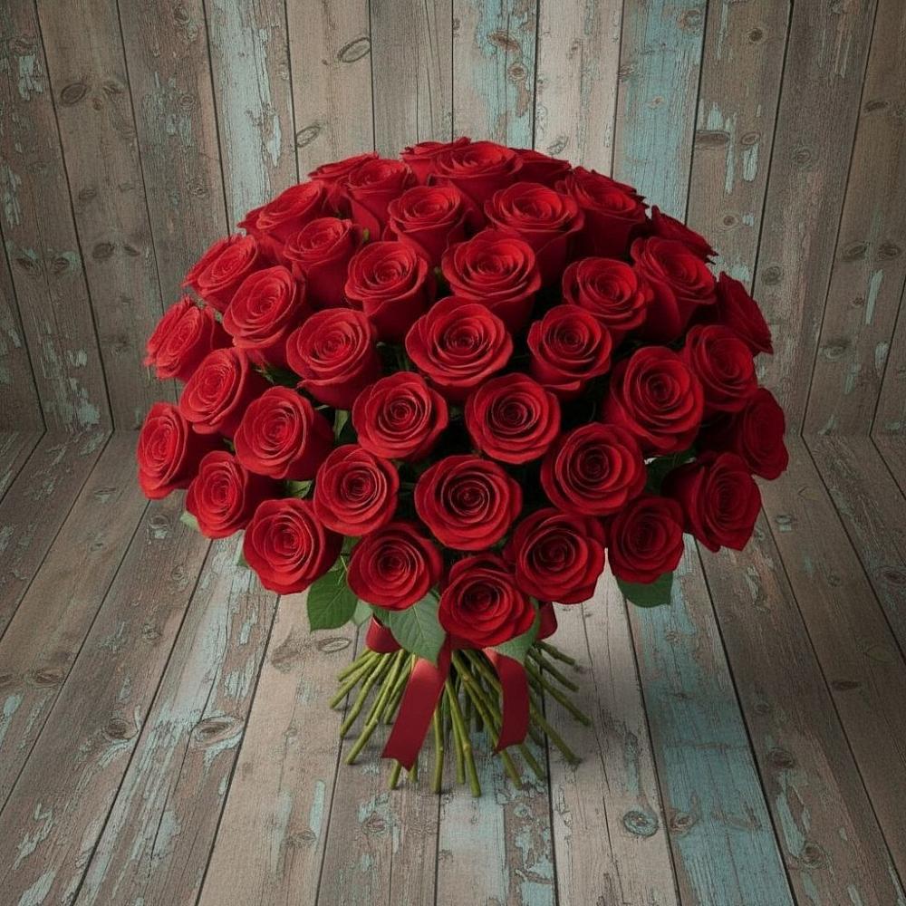 Букет 55 Красных роз Фридом в Молоково