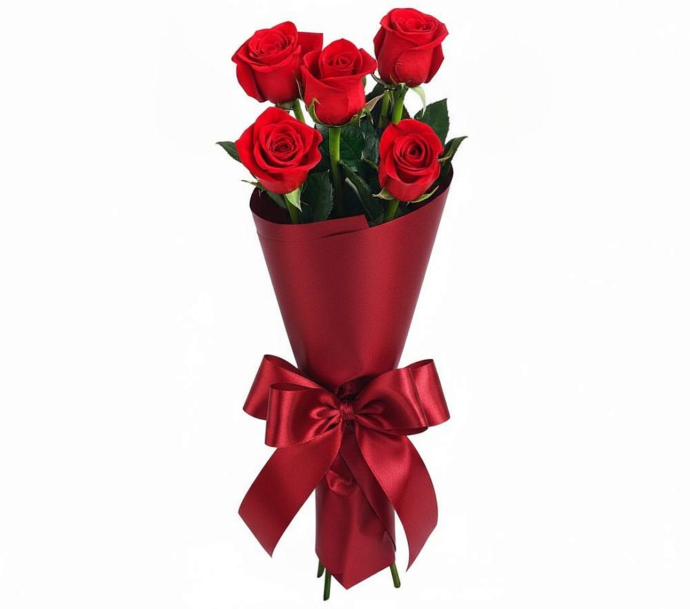 Букет 5 Красных роз Эдлесс Лав в Молоково