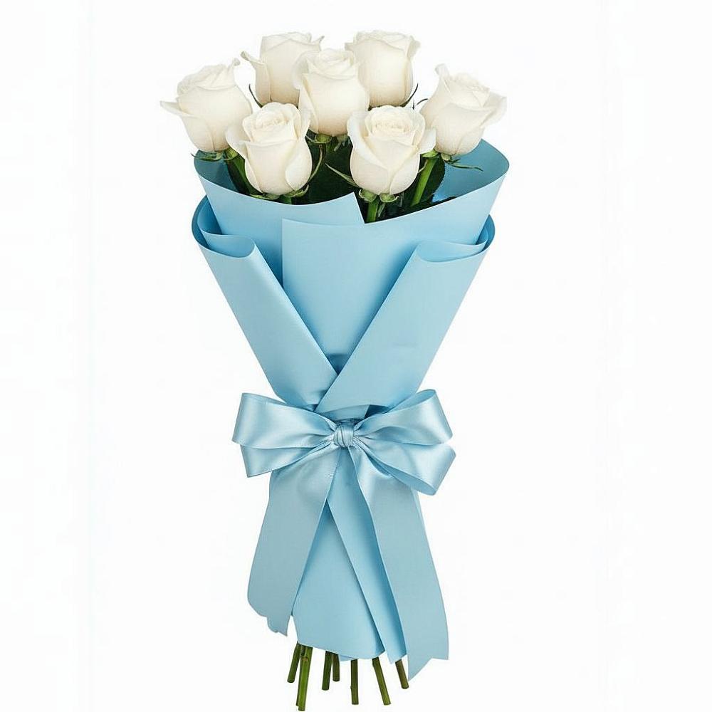 Букет 7 белых роз Проуд в Молоково