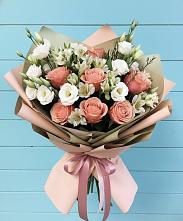 Букет цветов из:  Розы, Альстромерии и Лизиантусы в Молоково