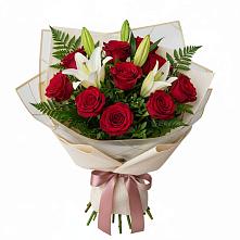 Букет цветов из:  Лилии и Розы в Молоково