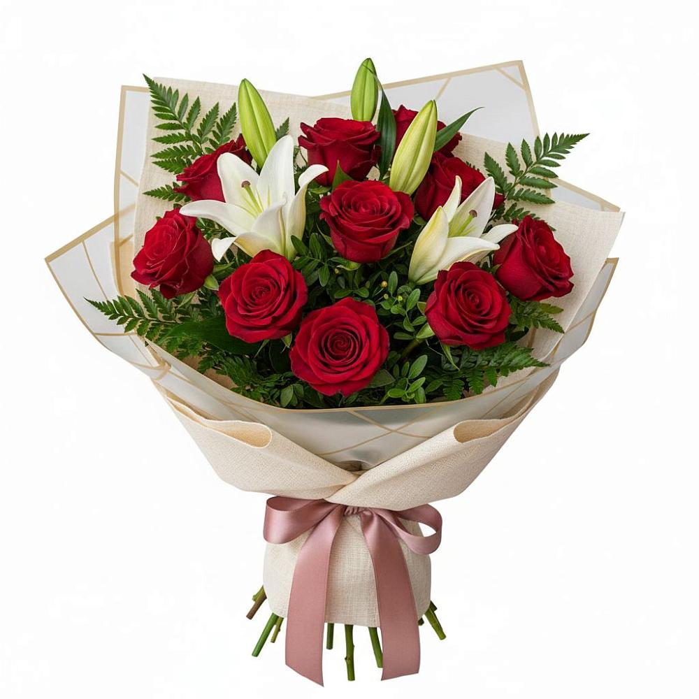 Букет цветов из: Лилии и Розы в Молоково