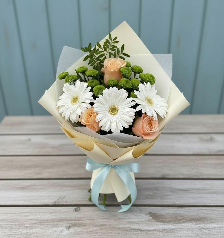Букет цветов из: Герберы, Розы и Хризантемы в Молоково