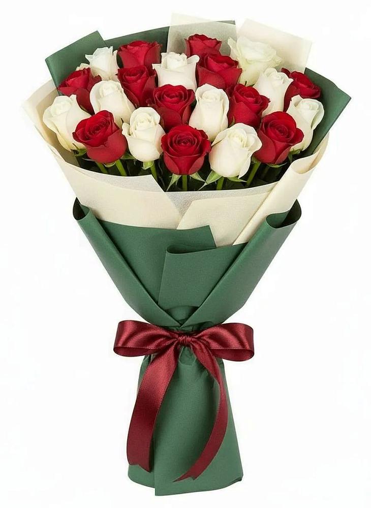 Букет Микс из красных и белых роз в Молоково