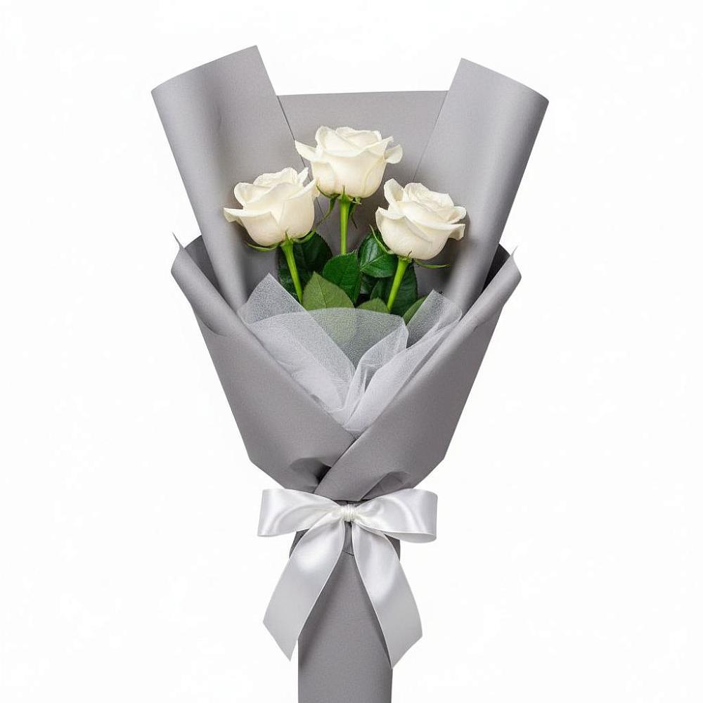 Букет 3 белые розы в Молоково
