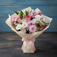 Букет цветов из:  Хризантемы, Альстромерии и Розы в Молоково