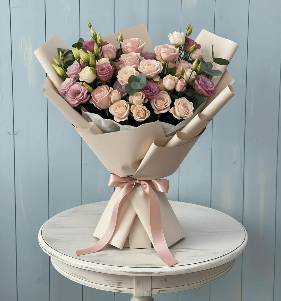 Букет цветов из: Розы и Лизиантусы в Молоково