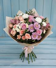 Букет цветов из:  Хризантемы, Розы и Альстромерии в Молоково