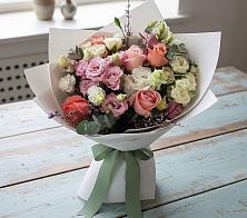 Букет цветов из:  Розы, Лизиантусы и Гвоздики в Молоково