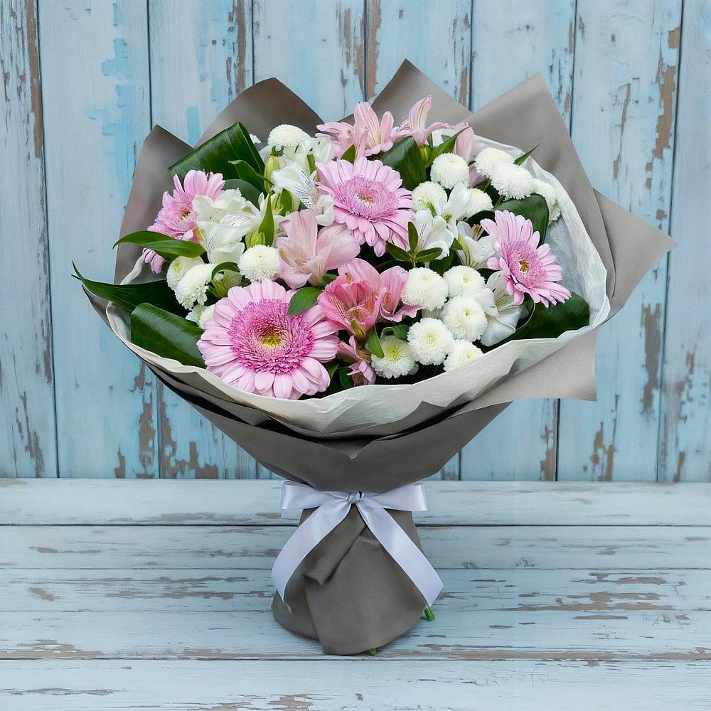 Букет цветов из: Герберы, Альстромерии и Хризантемы в Молоково